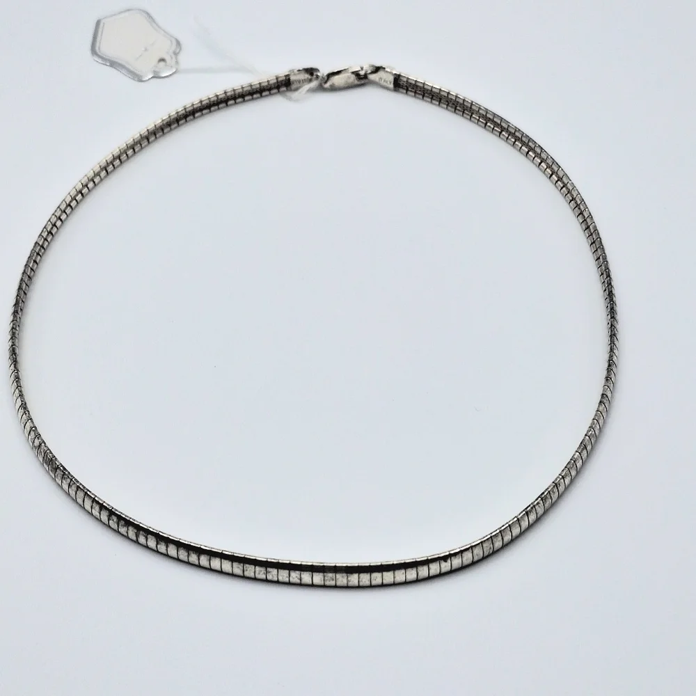 Vtg Sterling Silver 925 Italy Omega Panel Choker Collar Necklace 27.4g 16" 6mm - Picture 2 of 12